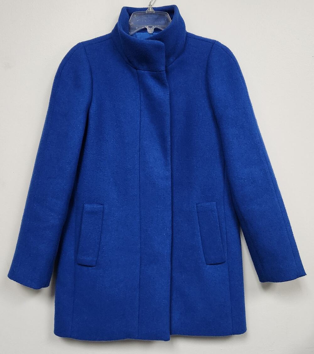 J. CREW MERCANTILE Womens Wool Royal Blue Coat-Size 2